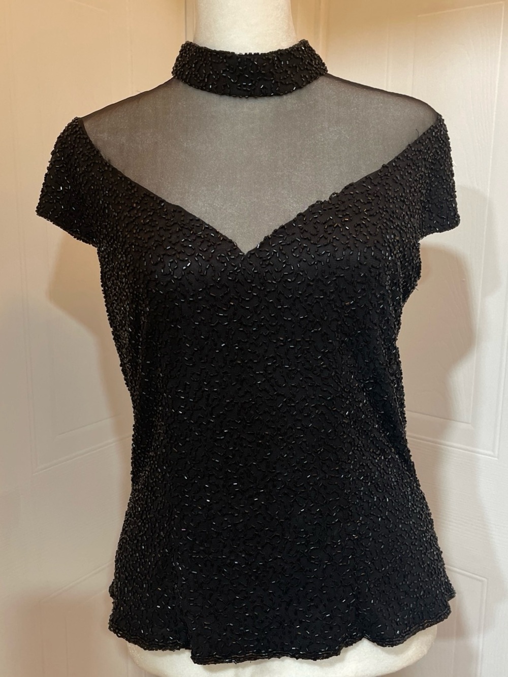 Exclusive Black Beaded jkara New York Women's Blouse M